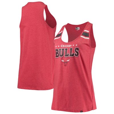 Women's New Era Heathered Red Chicago Bulls Scoop-Neck Racerback Tank Top