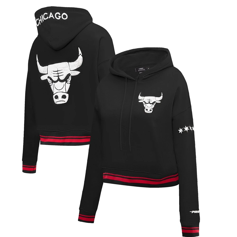 Sweat à capuche court Pro Standard noir Chicago Bulls 2023/24 City Edition pour femme