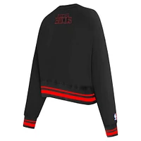 Women's Pro Standard Black Chicago Bulls Area Code Cropped Pullover Sweatshirt