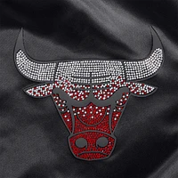 Women's Pro Standard Black Chicago Bulls Jeweled Satin Full-Snap Jacket