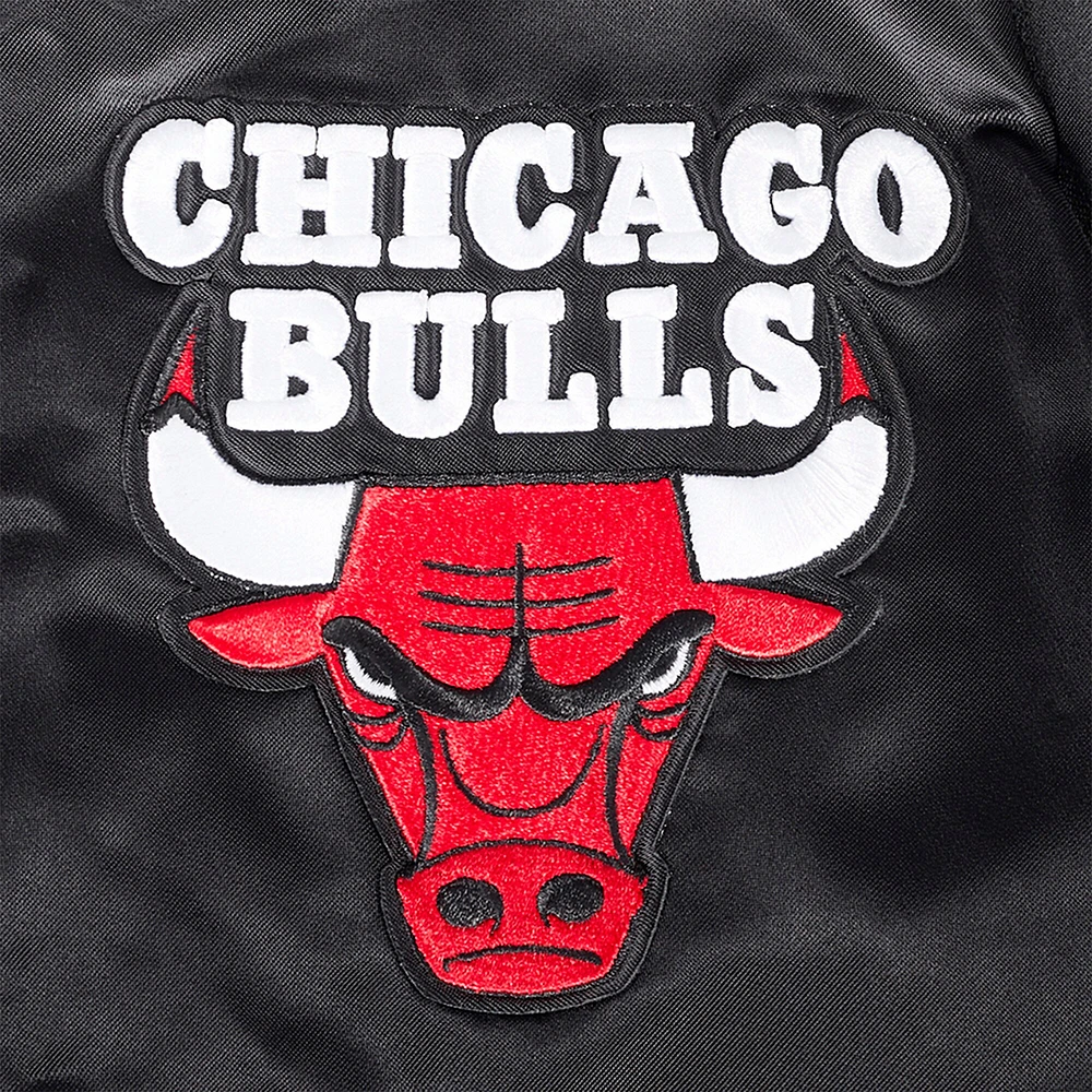 Women's Pro Standard Black Chicago Bulls Jeweled Satin Full-Snap Jacket