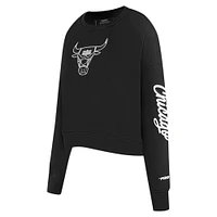 Women's Pro Standard Black Chicago Bulls Paint The City Cropped Pullover Sweatshirt