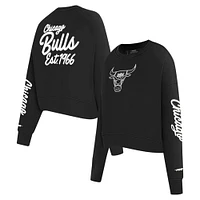 Women's Pro Standard Black Chicago Bulls Paint The City Cropped Pullover Sweatshirt