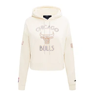 Women's Pro Standard Cream Chicago Bulls 2024/25 City Edition Chenille Applique Cropped Pullover Hoodie