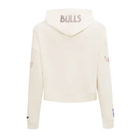 Women's Pro Standard Cream Chicago Bulls 2024/25 City Edition Chenille Applique Cropped Pullover Hoodie