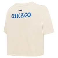 Women's Pro Standard Cream Chicago Bulls Retro Striper SJ Cropped Boxy T-Shirt