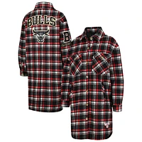 Women's Pro Standard Red/Black Chicago Bulls Prep Plaid Button-Up Shacket