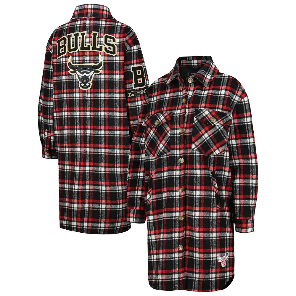 Veste boutonnée à carreaux Pro Standard rouge/noir Chicago Bulls Prep pour femmes