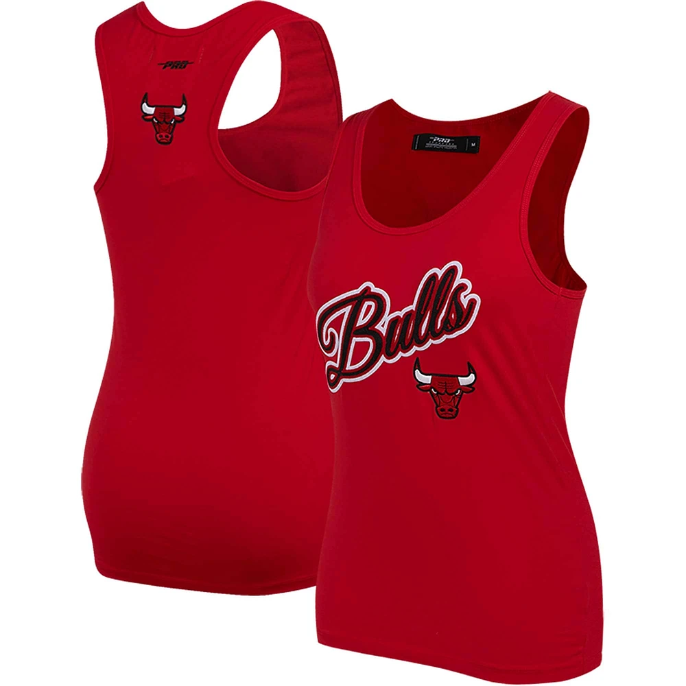 Débardeur Pro Standard Rouge Chicago Bulls Script pour Femme