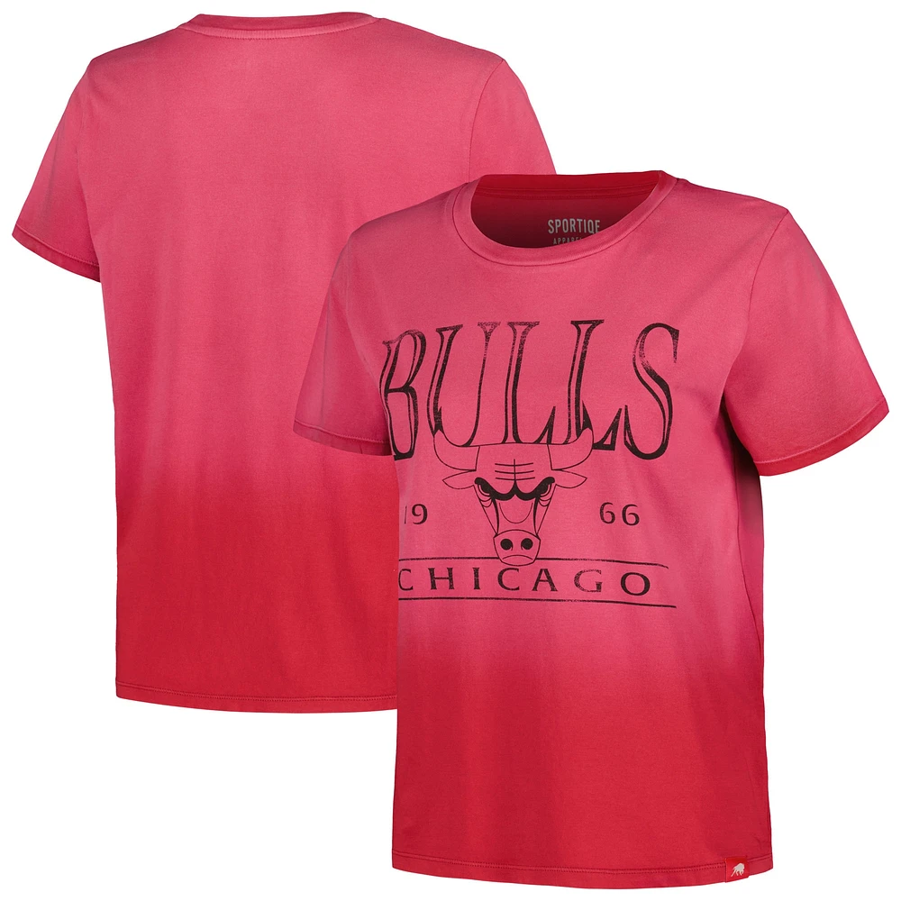 Women's Sportiqe Red Chicago Bulls Arcadia Sun-Dipped T-Shirt