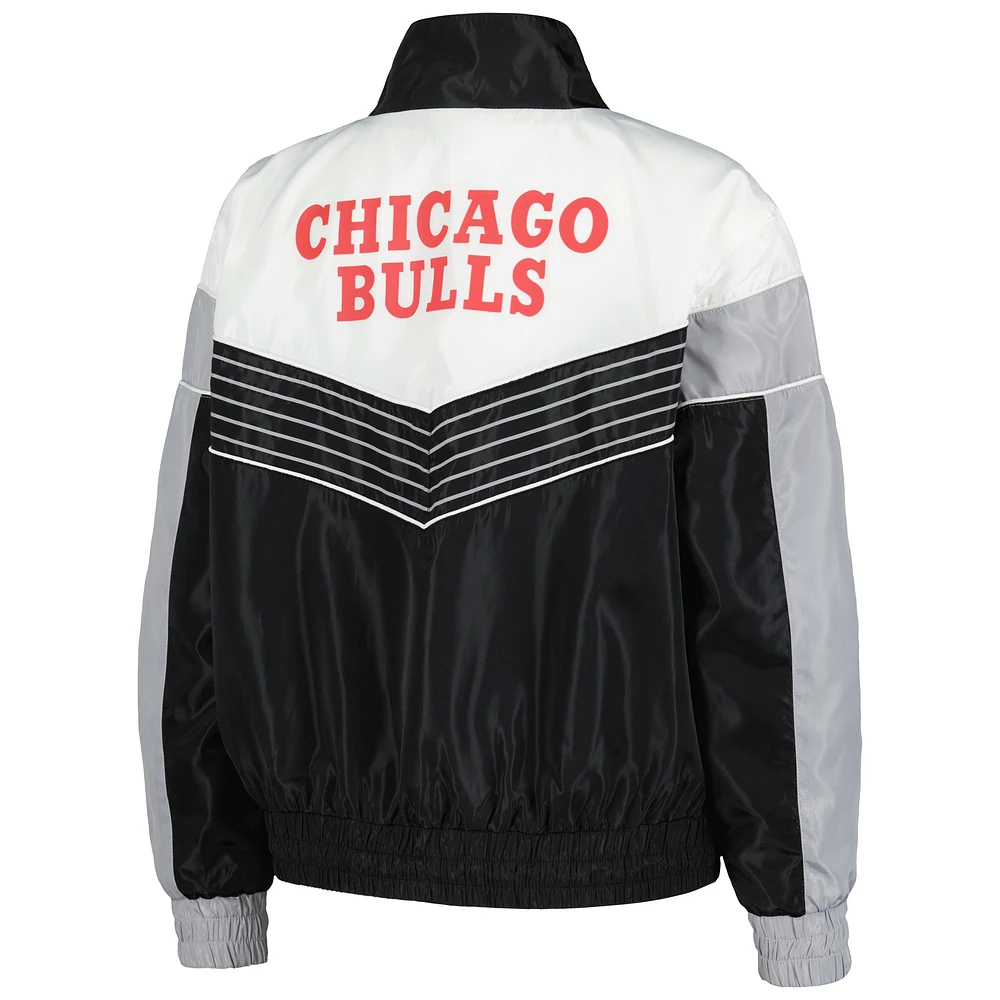 Women's The Wild Collective Black Chicago Bulls Courtside Half-Zip Track Jacket