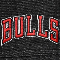 Women's The Wild Collective Black Chicago Bulls Patch Denim Button-Up Jacket