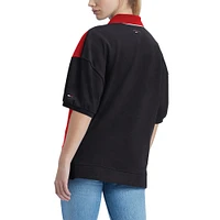 Women's Tommy Jeans Red Chicago Bulls Taya Puff Sleeve Pique Polo Shirt