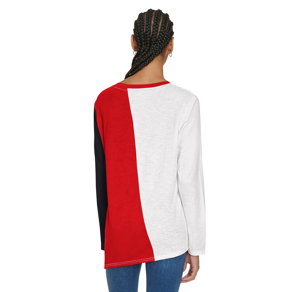 Women's Tommy Jeans White/Red Chicago Bulls Amelia Color Blocked Long Sleeve T-Shirt