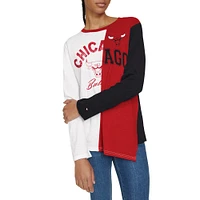 Women's Tommy Jeans White/Red Chicago Bulls Amelia Color Blocked Long Sleeve T-Shirt