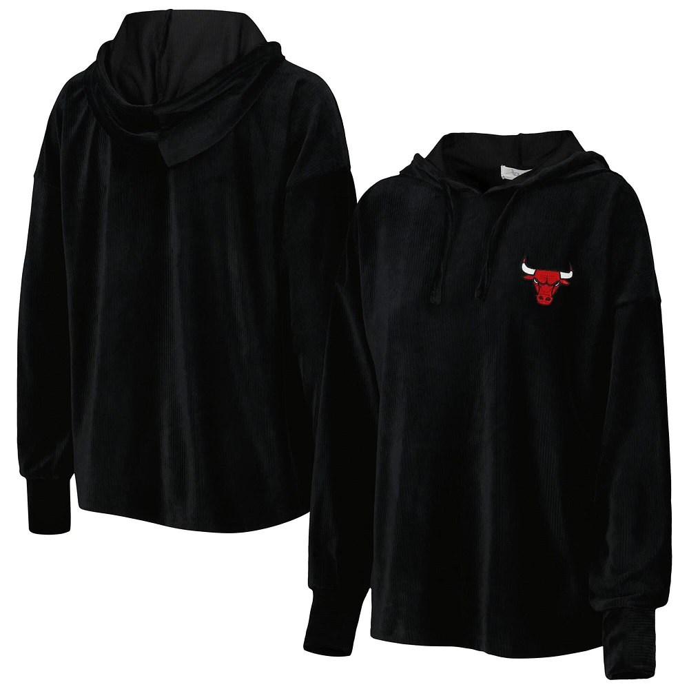 Sweat à capuche en velours End Line Chicago Bulls Touch noir pour femme