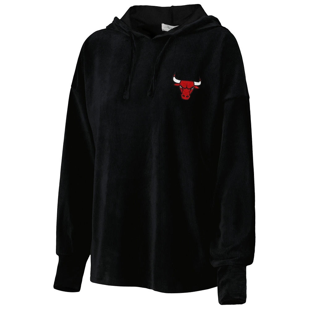 Sweat à capuche en velours End Line Chicago Bulls Touch noir pour femme