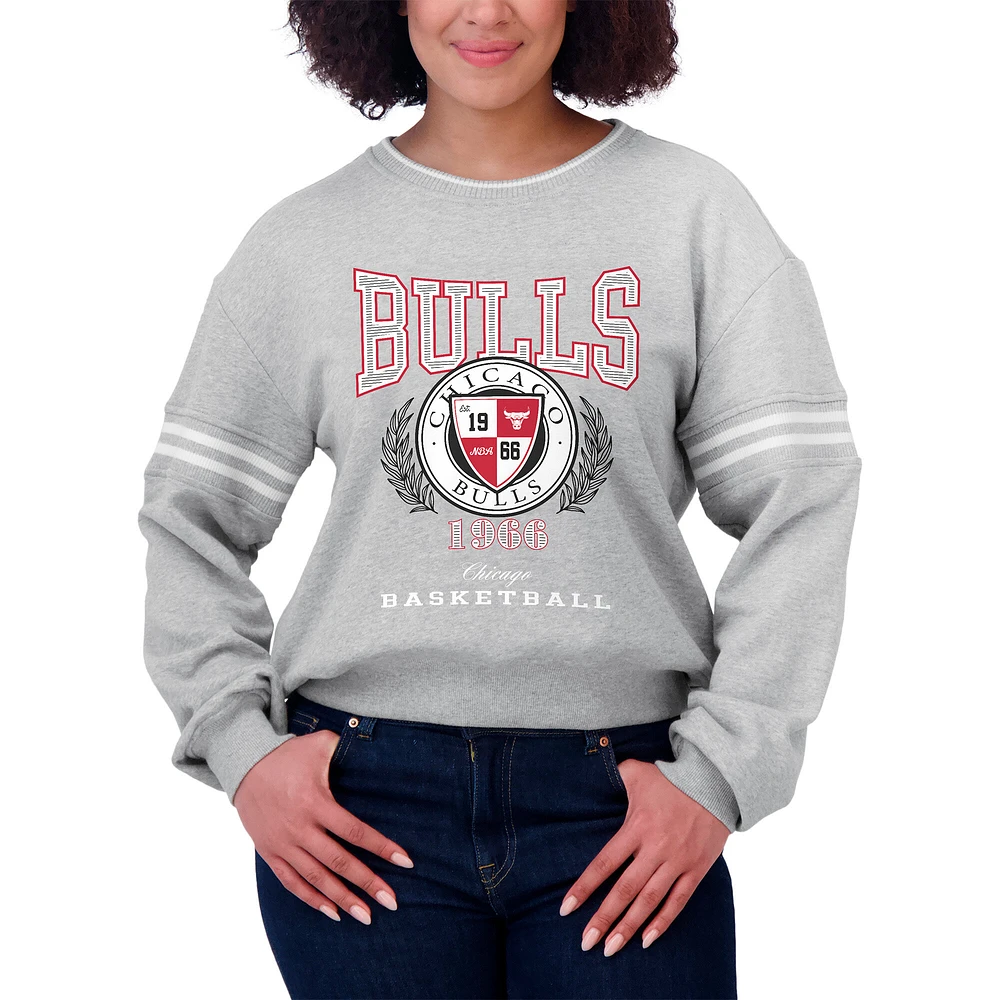 Sweat-shirt à capuche en molleton français pour femme WEAR by Erin Andrews, gris chiné, des Chicago Bulls