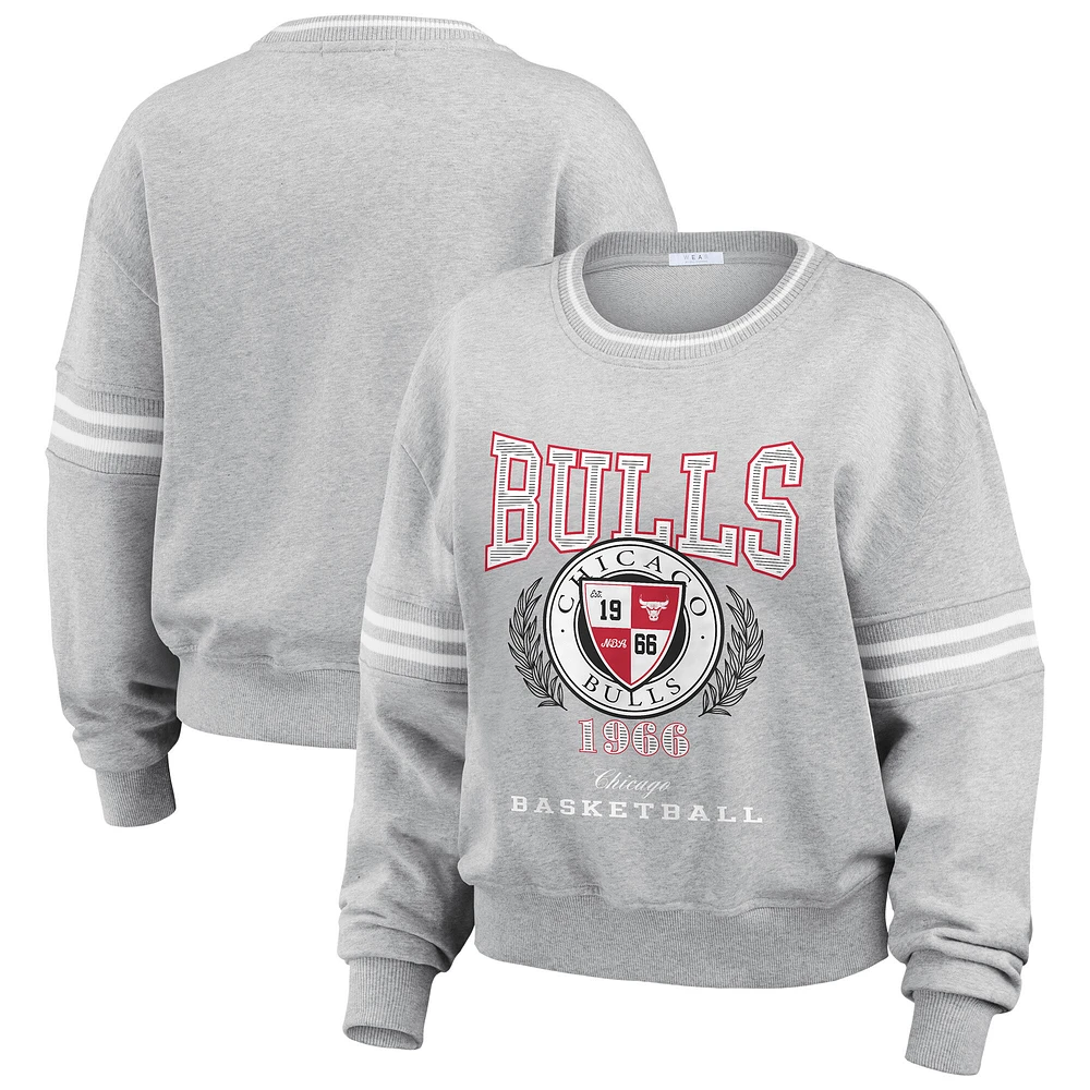 Sweat-shirt à capuche en molleton français pour femme WEAR by Erin Andrews, gris chiné, des Chicago Bulls