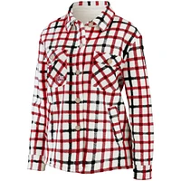 Women's WEAR by Erin Andrews Oatmeal Chicago Bulls Plaid Button-Up Shirt Jacket