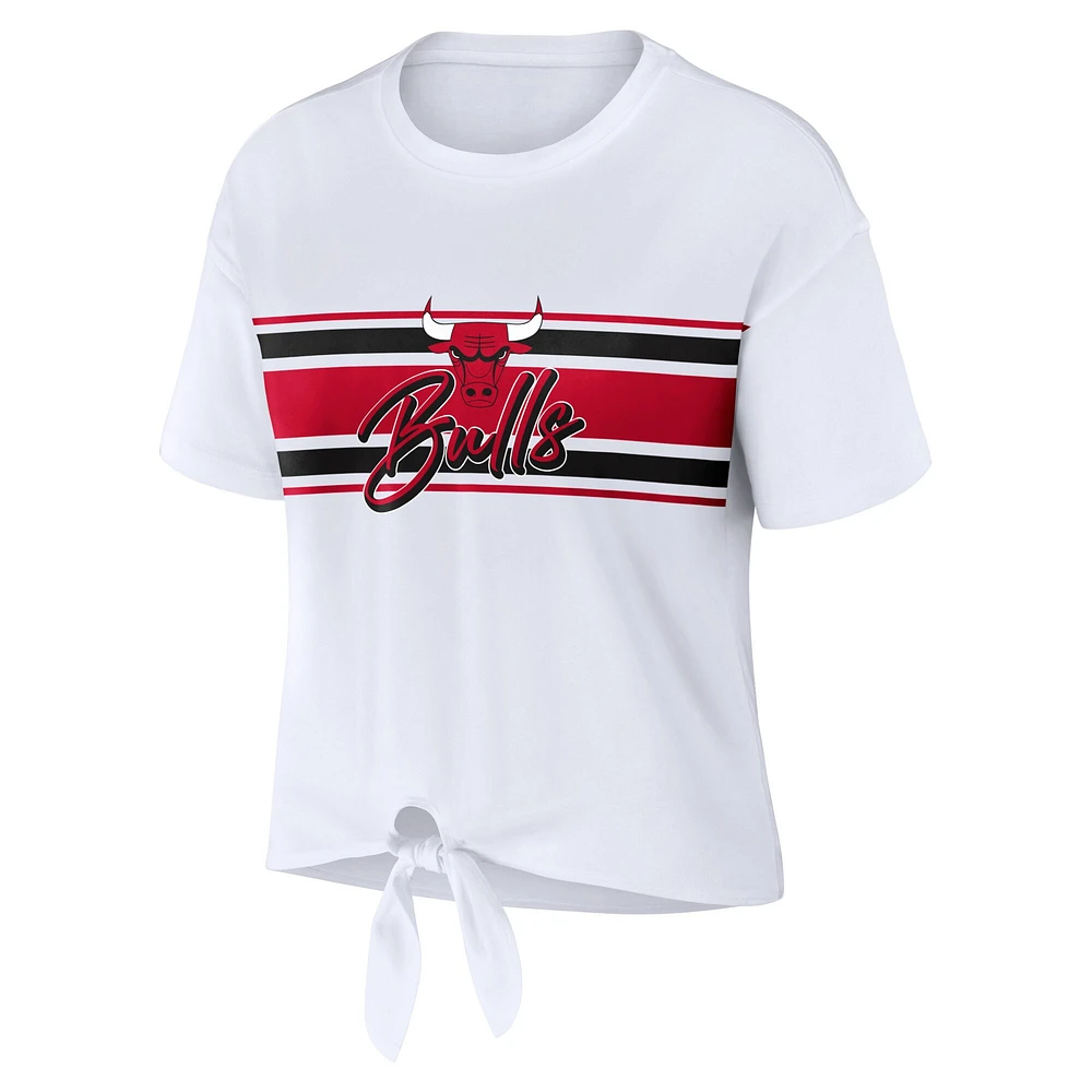 Women's WEAR by Erin Andrews  White Chicago Bulls Tie-Front T-Shirt