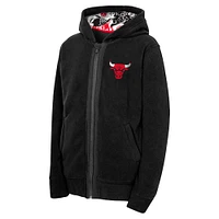 Youth Black Chicago Bulls Key Line Sherpa Full-Zip Hoodie
