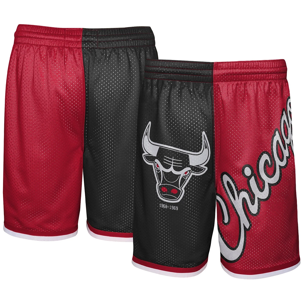 Youth Mitchell & Ness Black/Red Chicago Bulls Hardwood Classics Big Face 5.0 Shorts