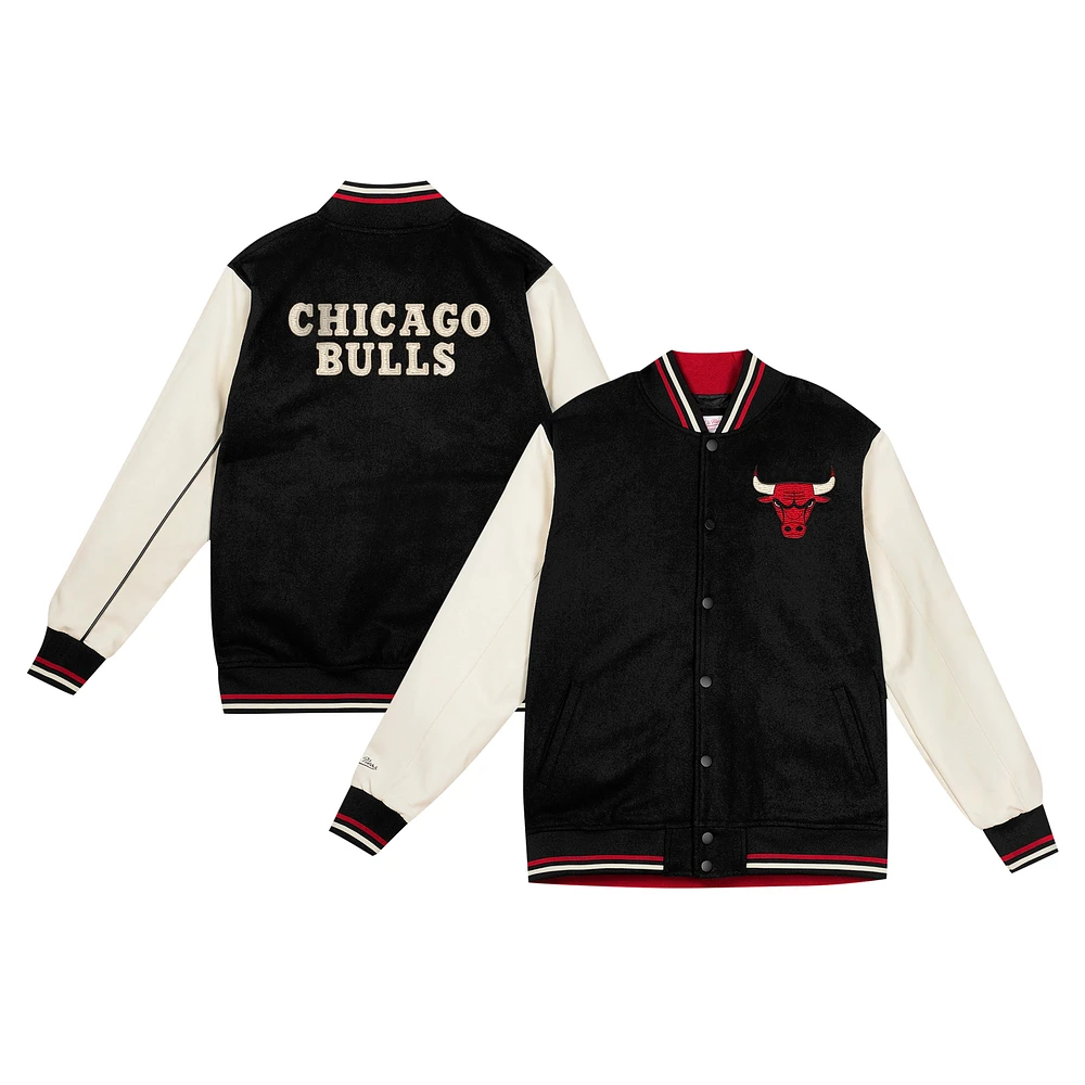 Veste universitaire noire à boutons-pression pour jeunes Chicago Bulls de Mitchell & Ness