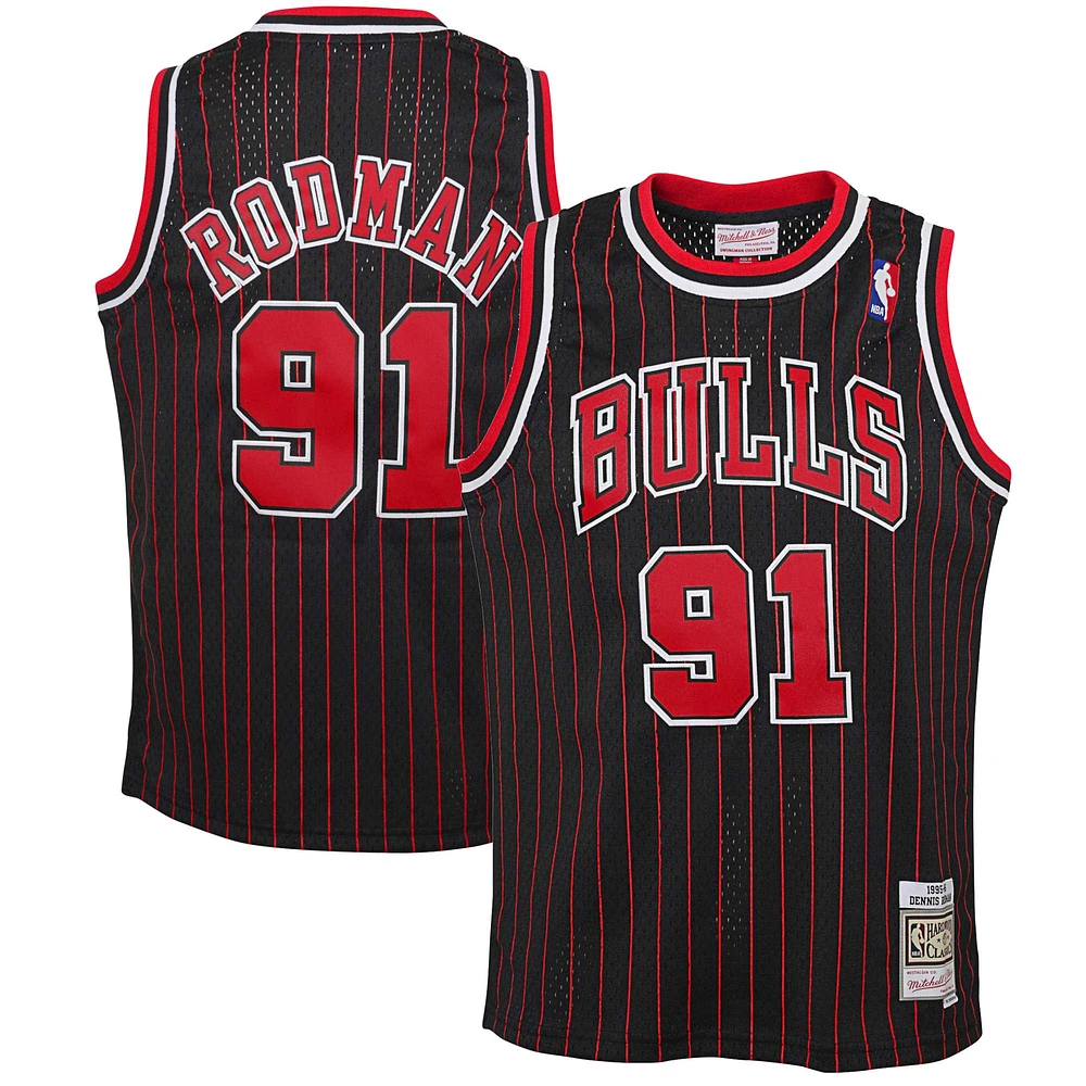 Jeunesse Mitchell & Ness Dennis Rodman Noir Chicago Bulls 1995/96 Hardwood Classics Swingman Maillot