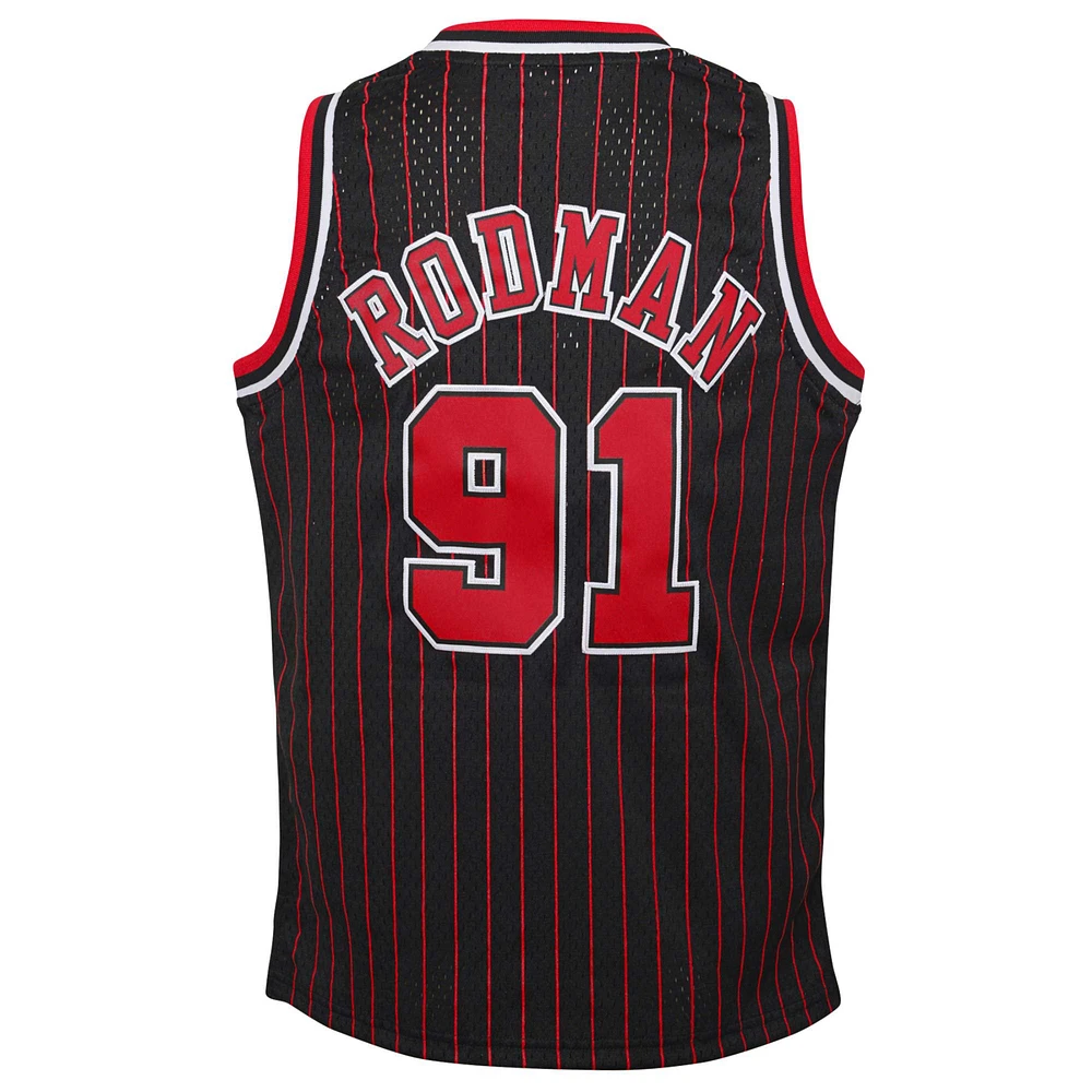 Jeunesse Mitchell & Ness Dennis Rodman Noir Chicago Bulls 1995/96 Hardwood Classics Swingman Maillot