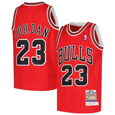 Maillot authentique Mitchell & Ness Michael Jordan rouge Chicago Bulls Hardwood Classics 1997/98 pour jeune