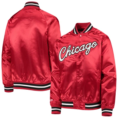 Mitchell & Ness Red Chicago Bulls Hardwood Classics Satin Raglan Full-Snap Jacket