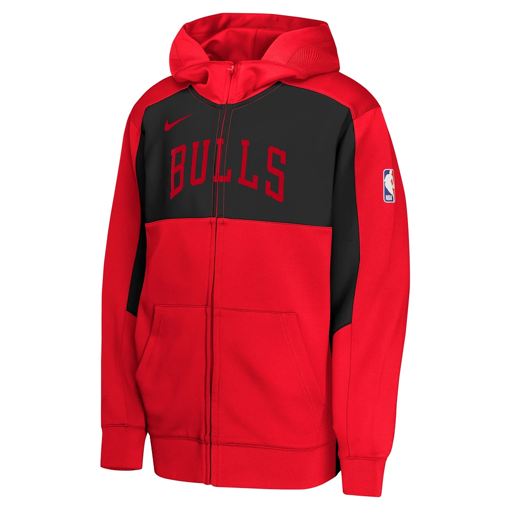 Youth Nike Red/Black Chicago Bulls Authentic On-Court Showtime Performance Full-Zip Hoodie