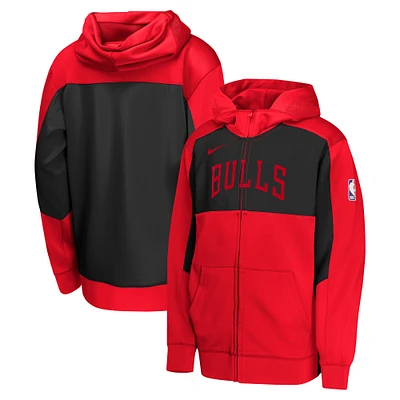 Sweat à capuche entièrement zippé Nike Chicago Bulls Authentic On-Court Showtime Performance rouge/noir pour jeune