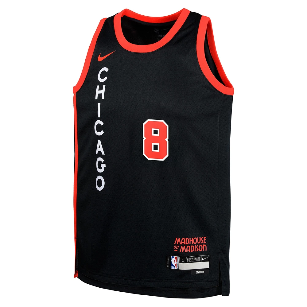 Maillot Nike Zach LaVine noir Chicago Bulls Swingman Replica pour jeune - Édition City