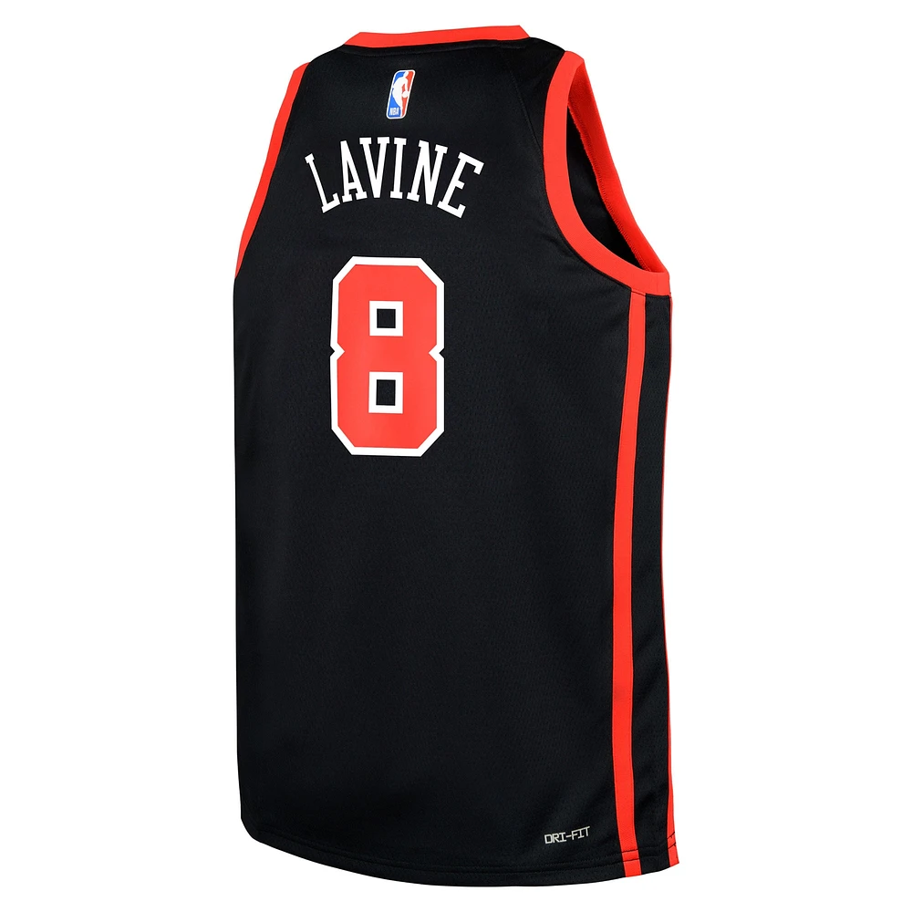 Maillot Nike Zach LaVine noir Chicago Bulls Swingman Replica pour jeune - Édition City