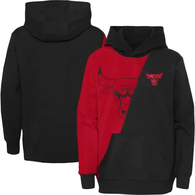 Mitchell & Ness Chicago Bulls Big Face Black & Red Split Crewneck Sweatshirt