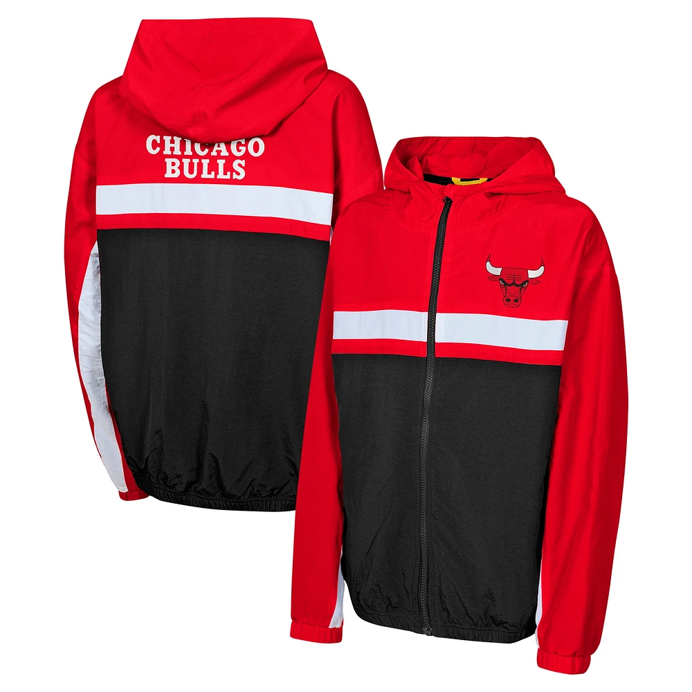 Veste à capuche entièrement zippée coupe-vent pour jeunes Red Chicago Bulls Headliner