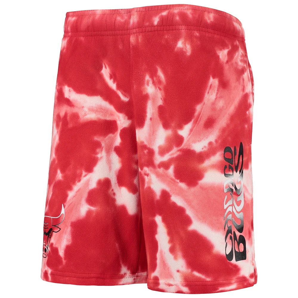 Youth Red Chicago Bulls Santa Monica Tie-Dye Shorts