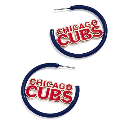 Boucles d'oreilles créoles en émail BaubleBar Chicago Cubs