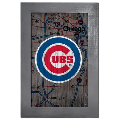 Chicago Cubs 11'' x 19'' Framed Team City Map Sign