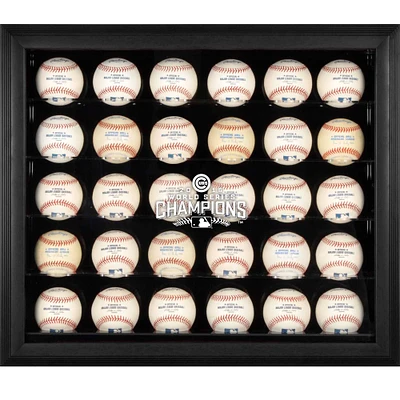 Présentoir à 30 balles avec logo encadré noir des champions de la série mondiale MLB 2016 des Cubs de Chicago