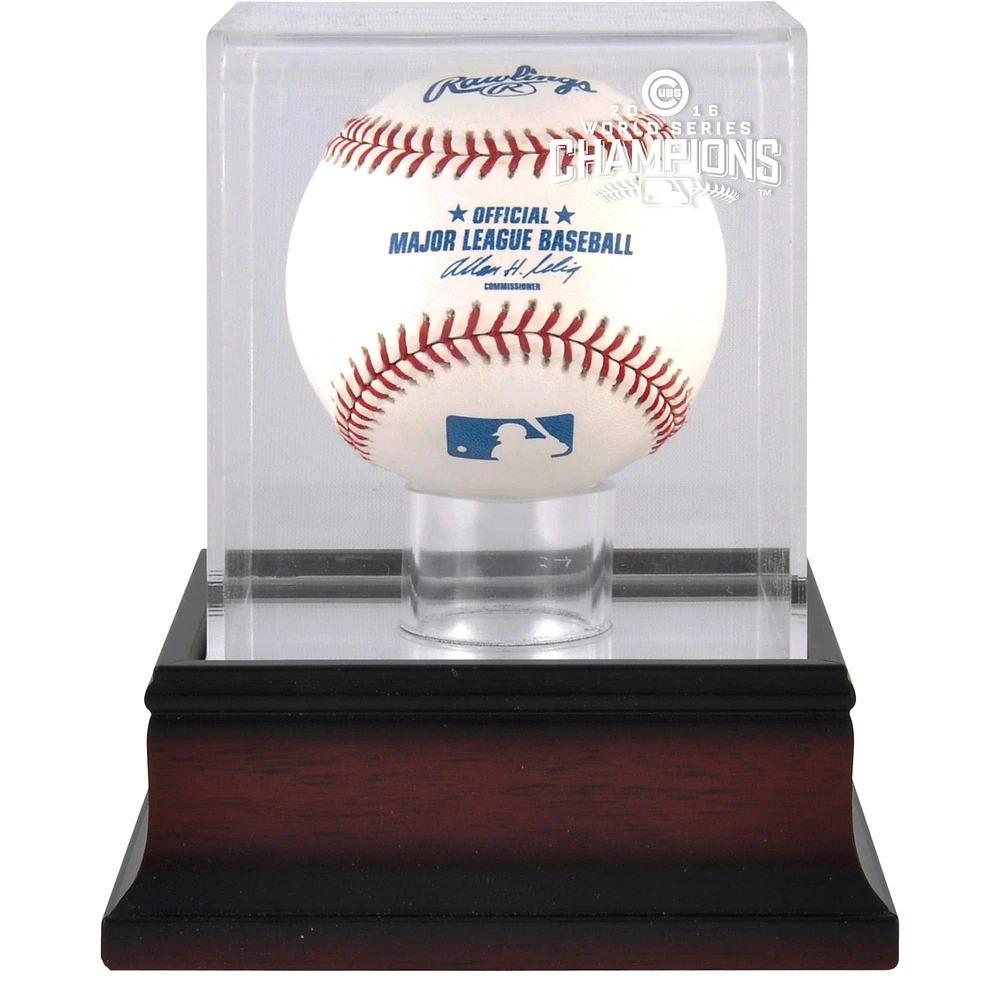 Vitrine de présentation de baseball avec logo en acajou des champions de la série mondiale de la MLB 2016 des Chicago Cubs