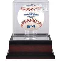 Vitrine de présentation de baseball avec logo en acajou des champions de la série mondiale de la MLB 2016 des Chicago Cubs