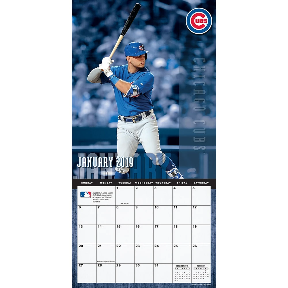 Mini calendrier mural des Cubs de Chicago 2019