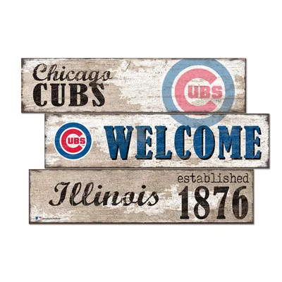 Chicago Cubs 24" 3-Plank Welcome Sign