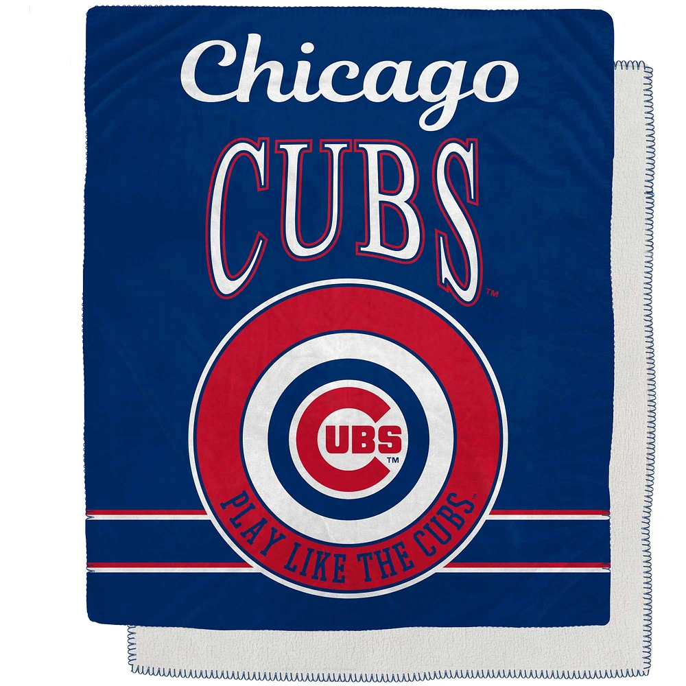 Couverture Sherpa en flanelle polaire avec emblème rétro des Chicago Cubs, 50 po x 60 po