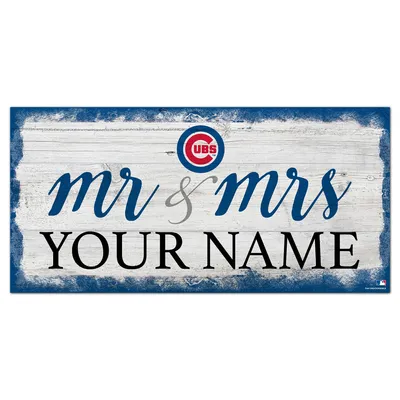 Chicago Cubs 6" x 12" Personalized Mr. & Mrs. Script Sign