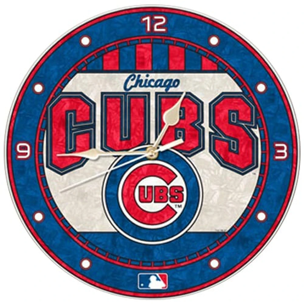 Chicago Cubs Art-Glass Wall Clock