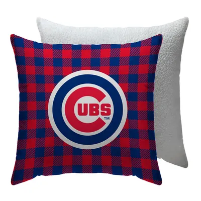 Chicago Cubs Buffalo Check Pillow with Sherpa Backing